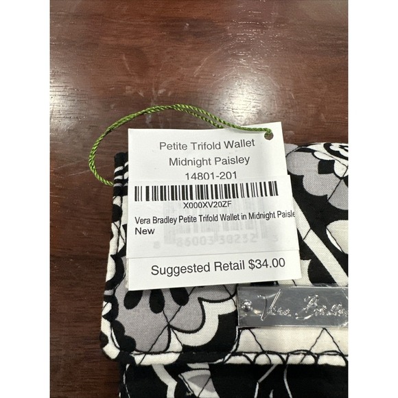 Vera Bradley Midnight Paisley Wallet Trifold New with tag Quilted Cotton - Picture 2 of 7